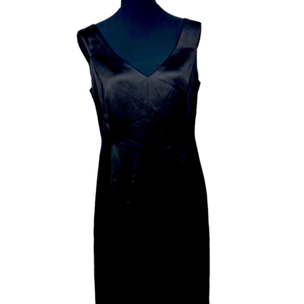 Theory Womens Size 12 Black Paneled Crepe Satin Off Shoulder Midi Cocktail Dress